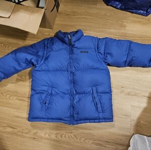 LANDS END 70% DOWN Kids Blue Puffer Winter Coat VEST CONVERTIBLE 14-16 L XL